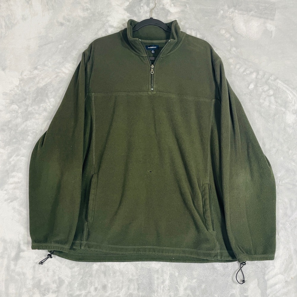 Croft & Barrow Fleece Pullover Mens XL Green Good 1/4 Zip Mock Neck Drawstring
